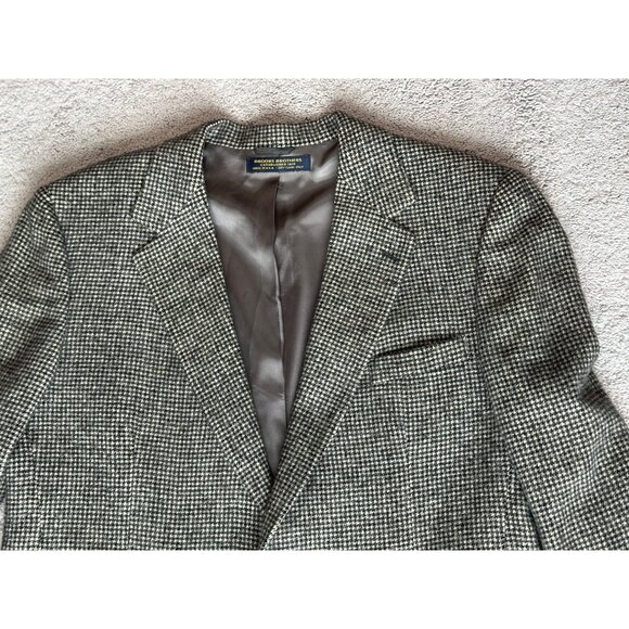 Brooks Brothers Mens Camel Hair Tweed Blazer Sport Coat Size 44 /XL? Houndstooth - Picture 16 of 16